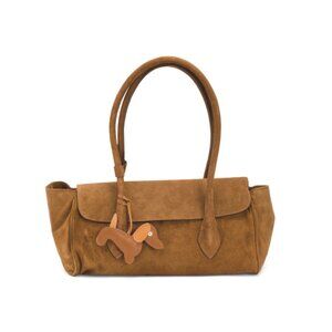 DIVINA FIRENZE Cuoio Made In Italy Suede East West Satchel With Large Flap